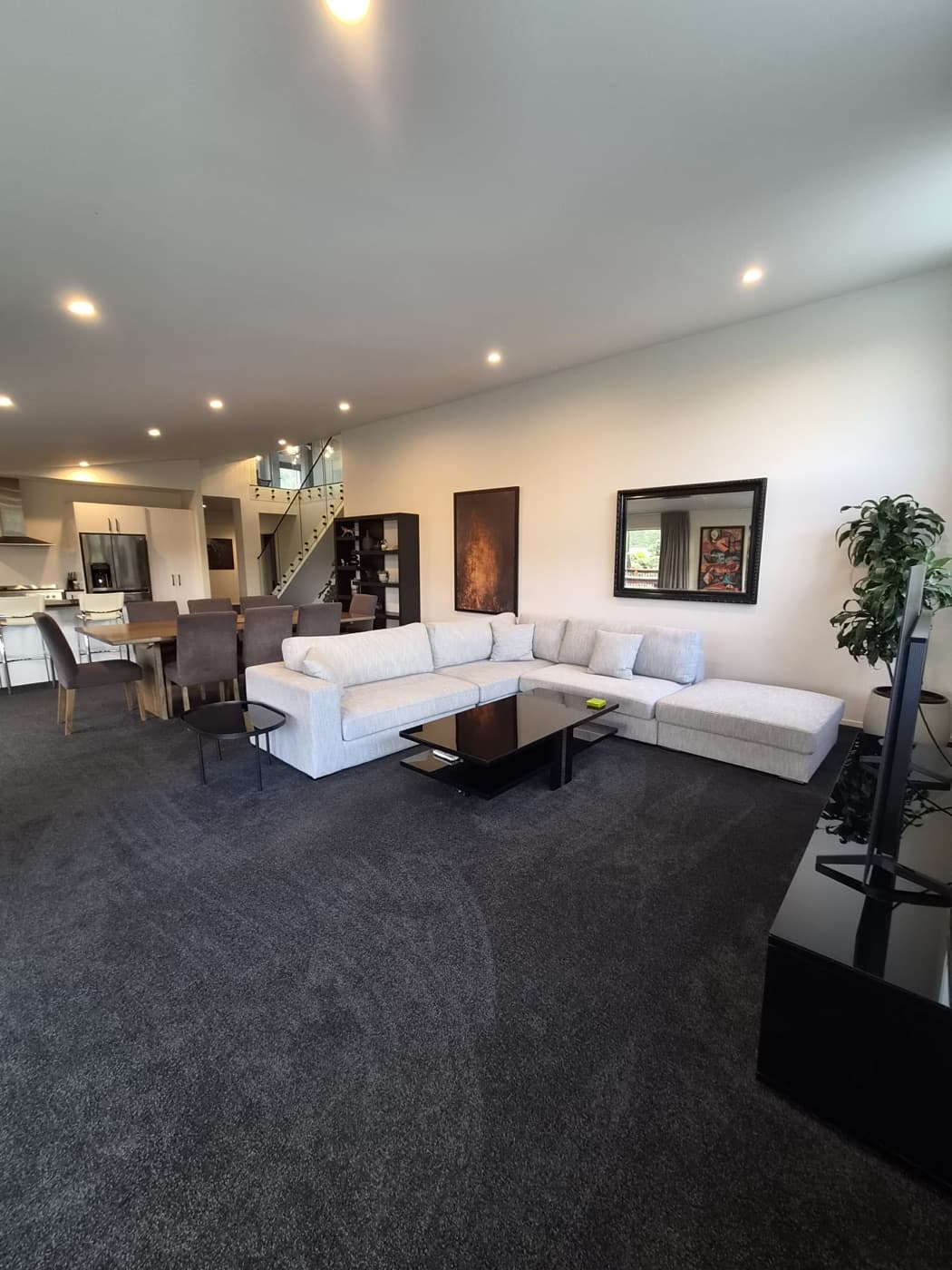 The lower lounge and open-plan living